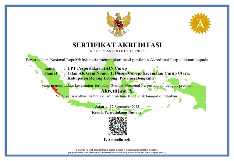 Perpustakaan IAIN Curup Raih Akreditasi “A” dari Perpustakaan Nasional RI