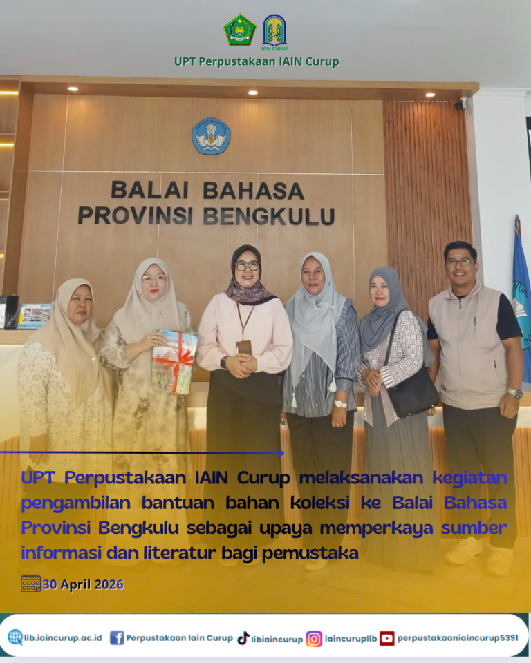 UPT Perpustakaan IAIN Curup Laksanakan Pengambilan Bantuan Bahan Koleksi di Balai Bahasa Provinsi Bengkulu